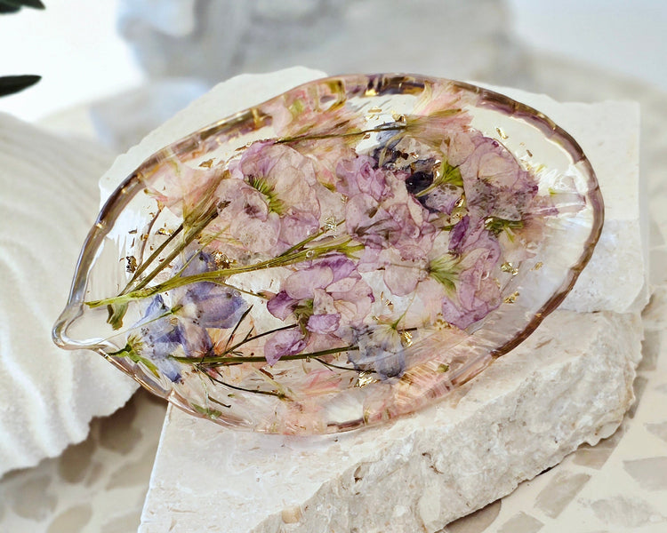 Leaf Trinket Trays with Preserved Flowers