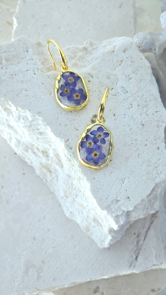 Forget-Me-not Drop Earrings - Gold