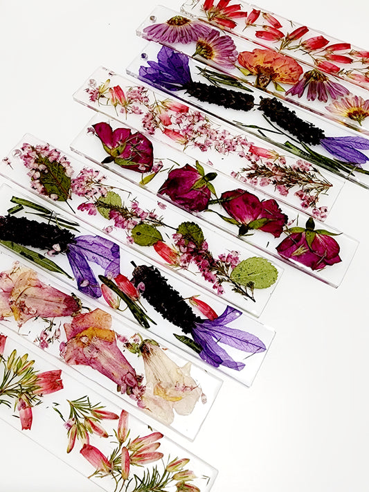 Intuitively Picked Bookmark with Real Preserved Flowers in Resin