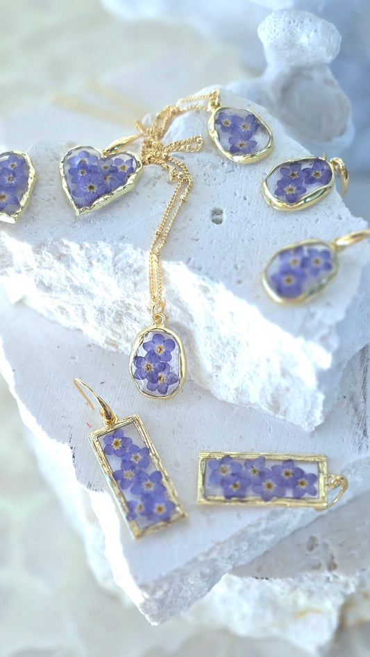 Forget-Me-not Drop Earrings - Gold