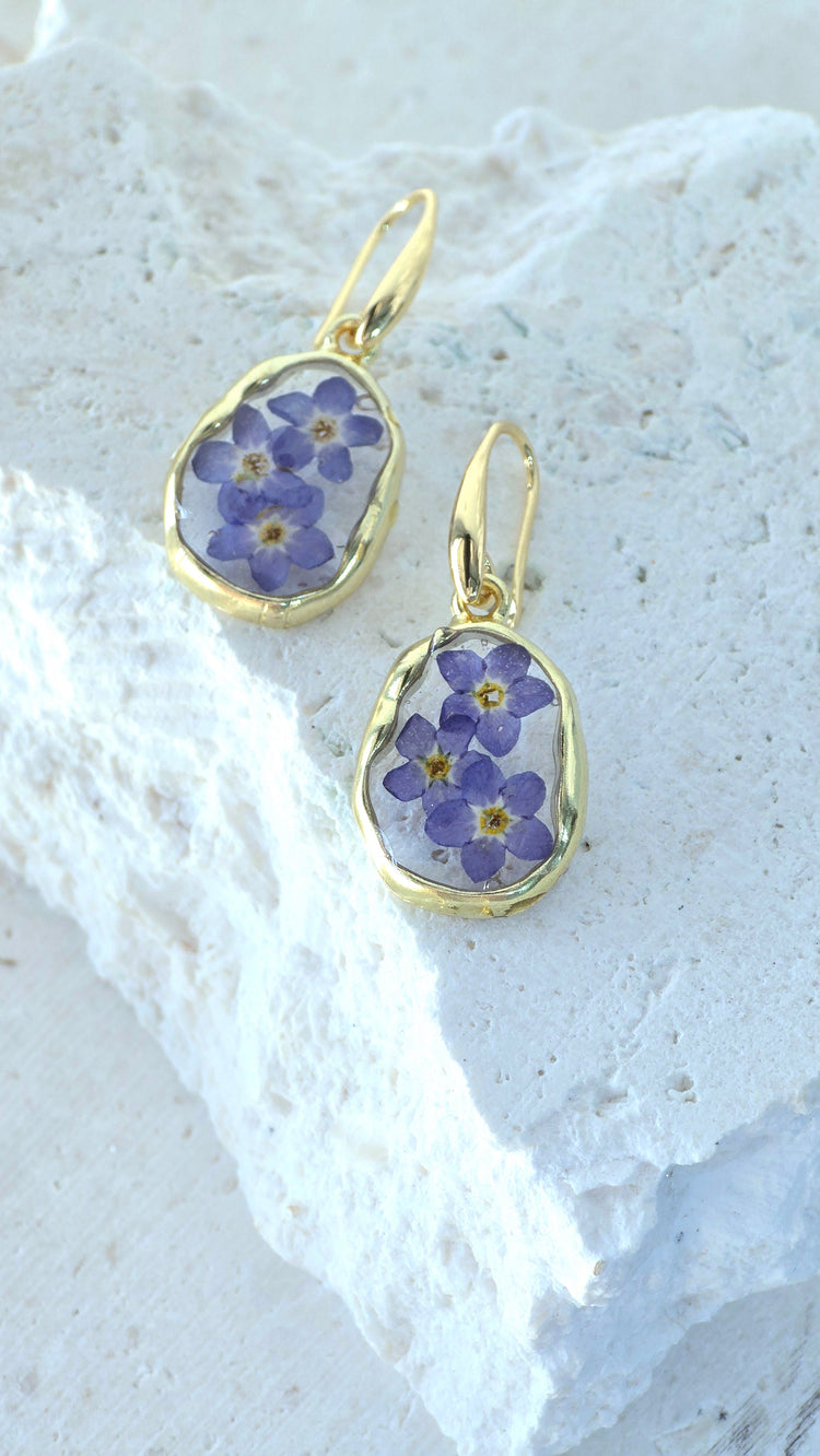 Forget-Me-not Drop Earrings - Gold