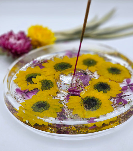 Blooming Incense Burner - Mini Sunflowers and Guara