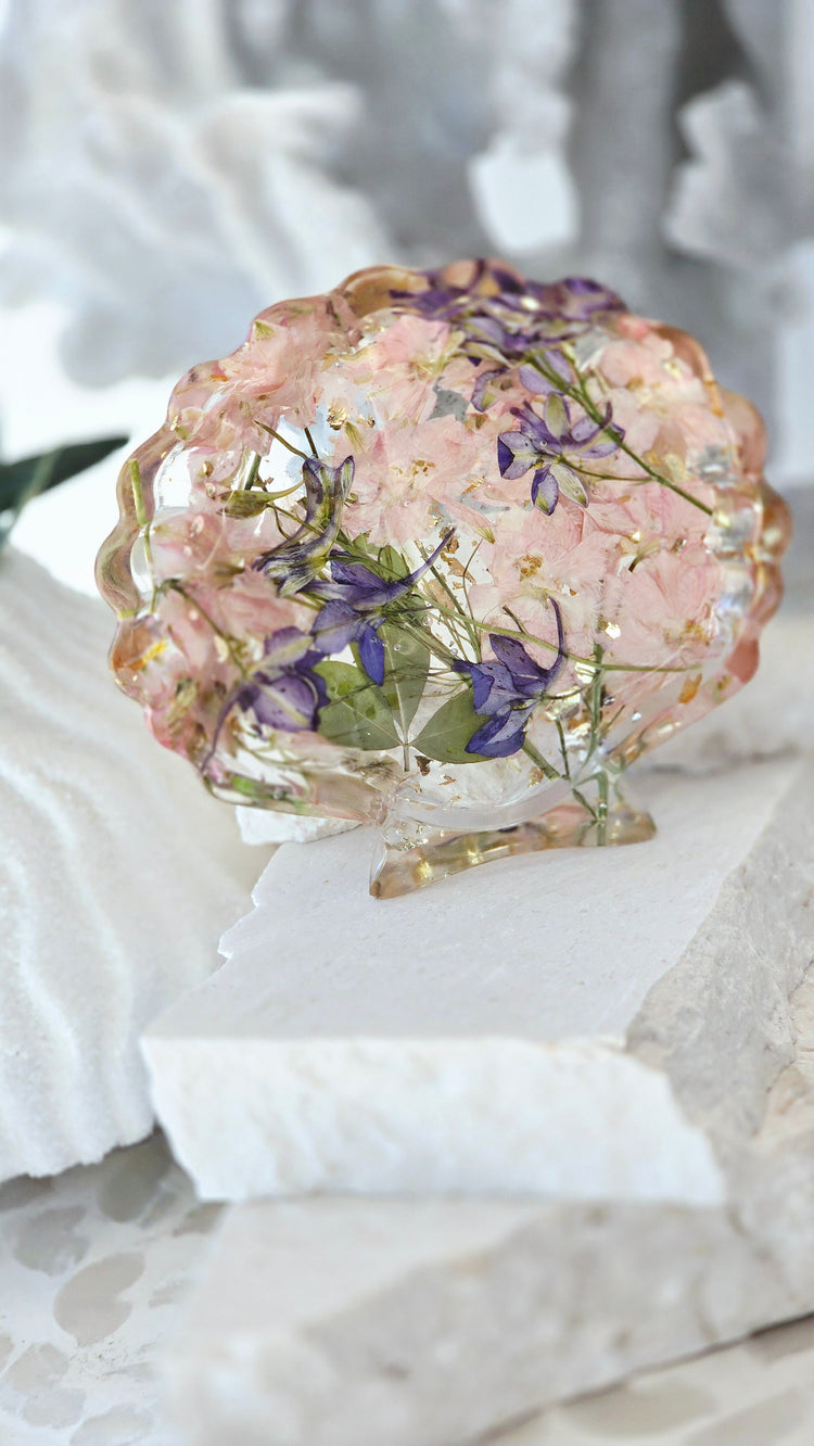 Shell Trinket Trays with Preserved Flowers