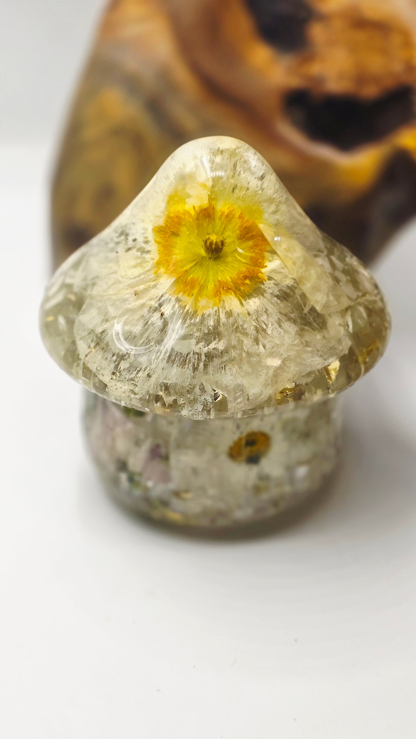 Intuitively Picked Mushroom Trinket Jar featuring Real Preserved Flowers in Resin