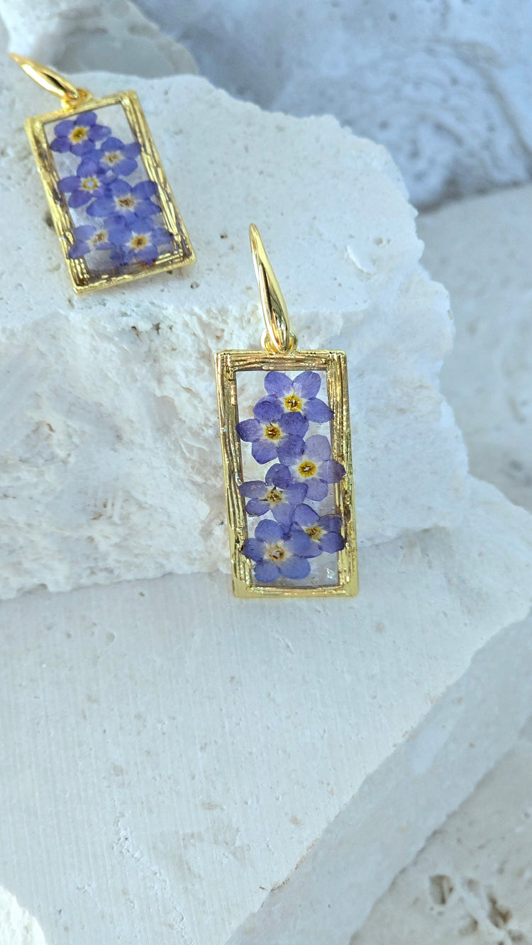 Forget-Me-not Drop Earrings - Gold
