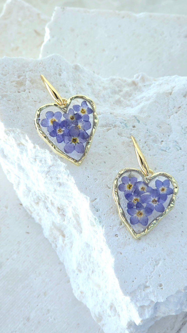 Forget-Me-not Drop Earrings - Gold