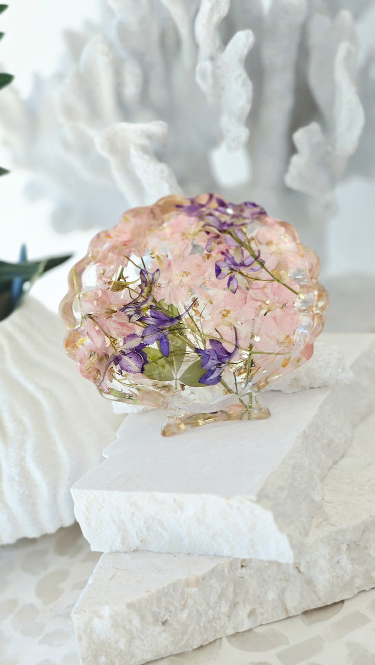 Shell Trinket Trays with Preserved Flowers