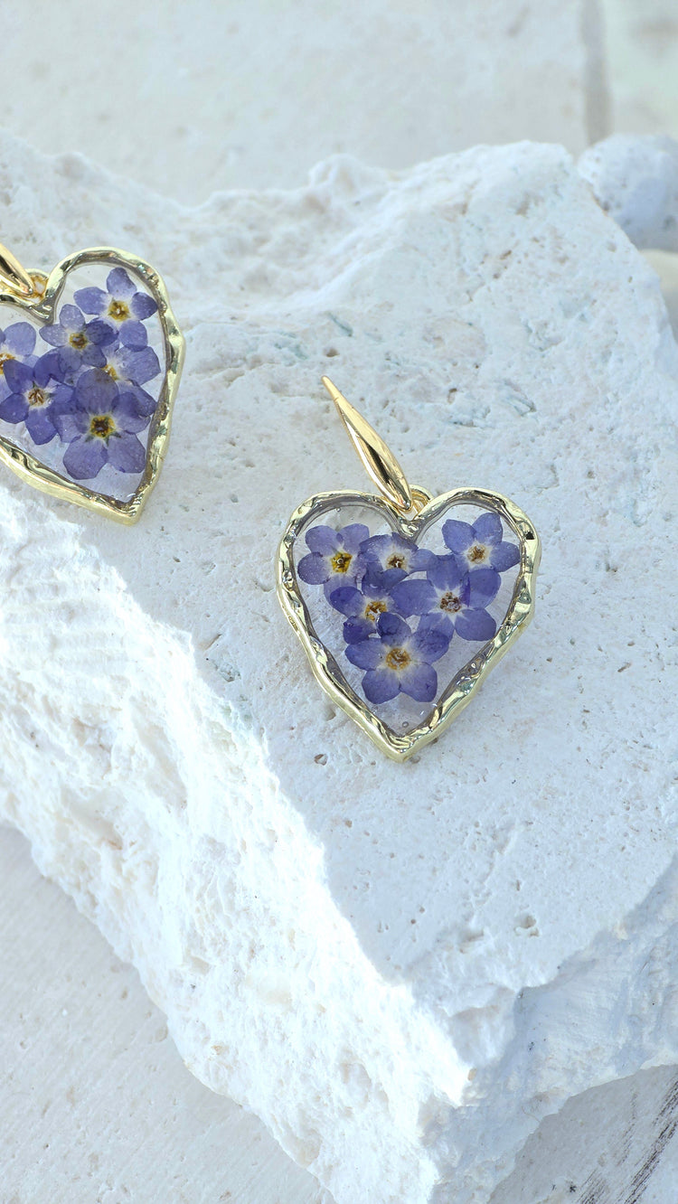 Forget-Me-not Drop Earrings - Gold