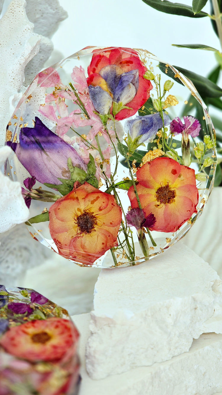 Coaster Sets with Preserved Flowers