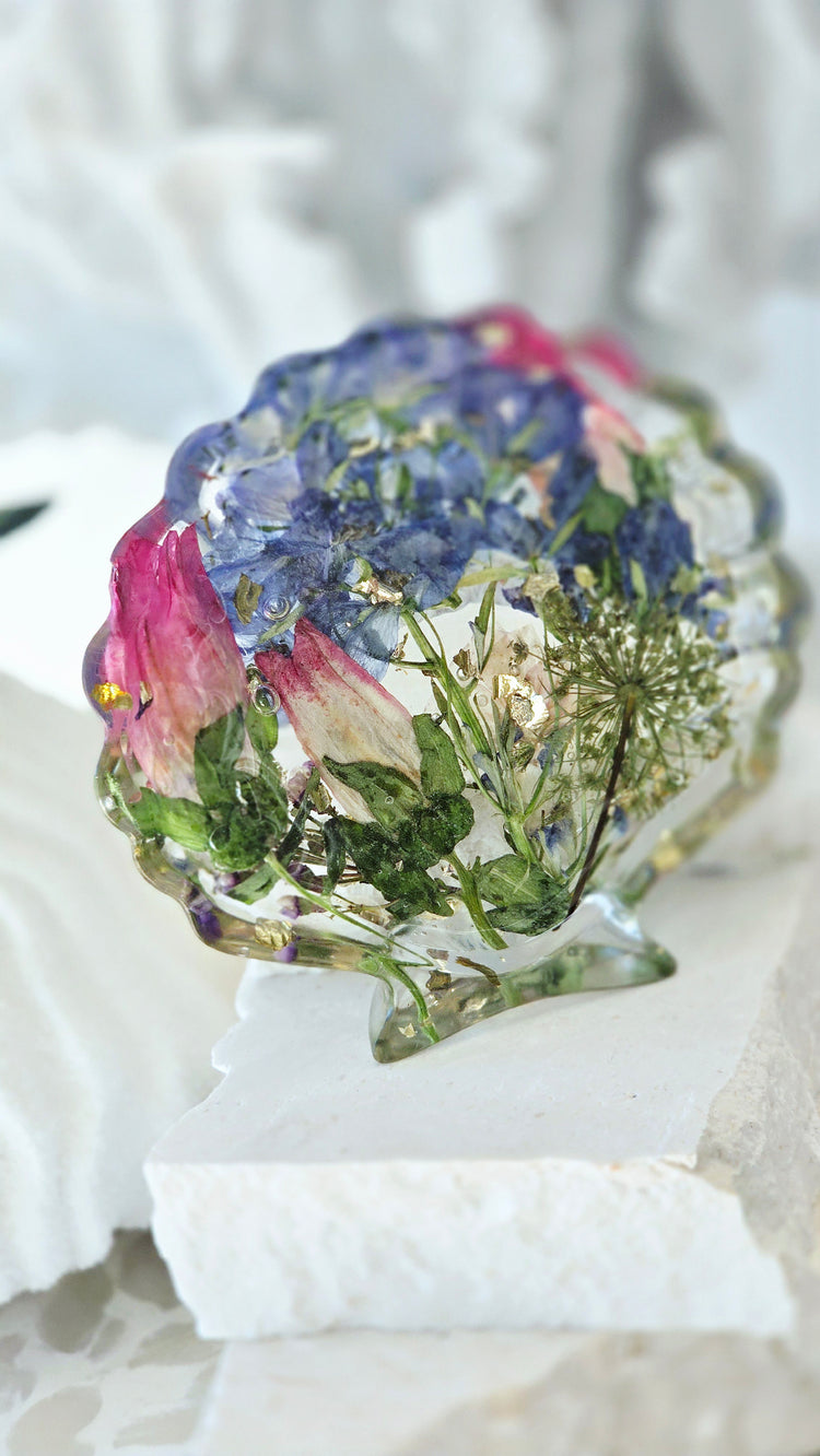 Shell Trinket Trays with Preserved Flowers