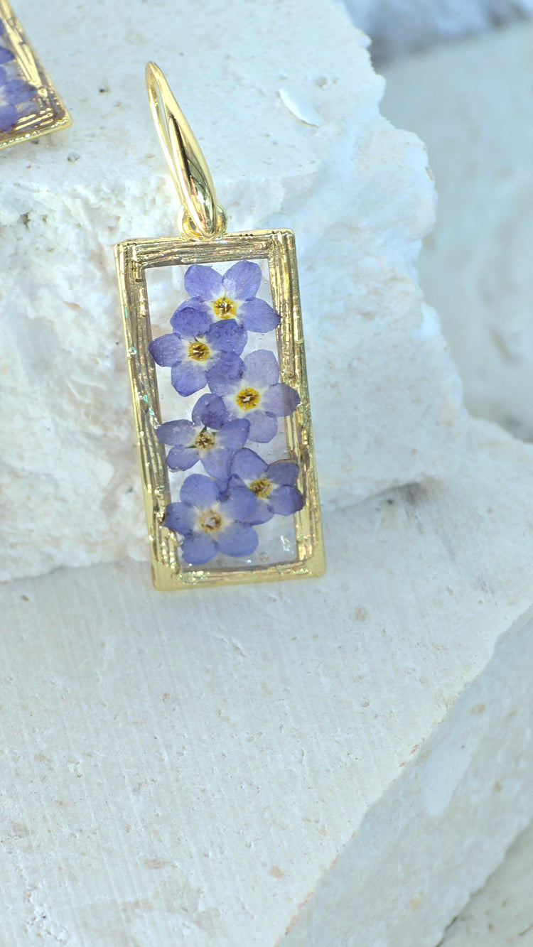 Forget-Me-not Drop Earrings - Gold