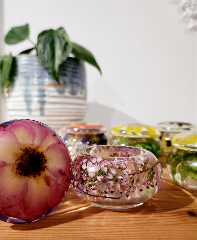 Trinket Jars with Preserved Flowers