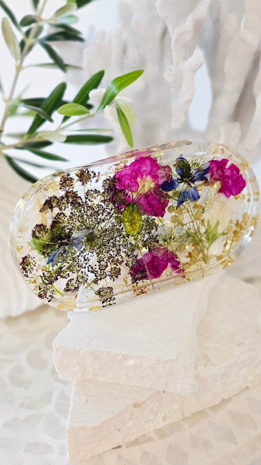 Trinket Tray featuring Real Preserved Flowers in Resin